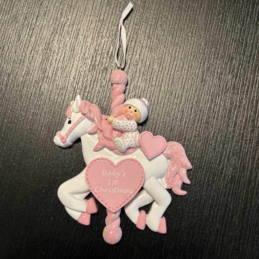 Christmas Holiday Ornament Baby Girl First Christmas Horse Can Be Personalized